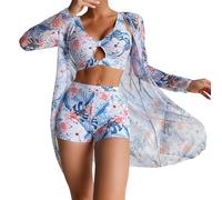 Generico Costume Mare Donna Due Pezzi Bikini Balconcino Reggiseno Stampato Multicolore Sexy Estivo da Donna Senza Supporto in Acciaio Bikini A Tre Pezzi Costumi Interi Costume