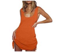 Generico Costume Mare Donna, Top da Spiaggia da Donna Bikini da Spiaggia per Il Tempo Libero Senza Schienale in Maglia con Gonna