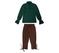 Generico Costume Medievale Bambino Camicia E Pantaloni Nove Quarti per Halloween E Giochi di Finzione Tema Scozzese Jacobita(Green, 7-8 Years)