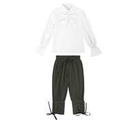 Generico Costume Medievale Bambino Camicia E Pantaloni Nove Quarti per Halloween E Giochi di Finzione Tema Scozzese Jacobita(White, 6-7 Years)