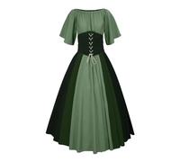 Generico Costume Medievale Donna Curvy dell'800 Vintage Abito Steampunk Popolana Eleganti Abito Medievale Costume da Principessa Abbigliamento Contadina
