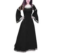 Generico Costume Medievale Donna Curvy dell'800 Vintage Abito Steampunk Popolana Eleganti Abito Medievale Costume da Principessa Abbigliamento Contadina Carnevale