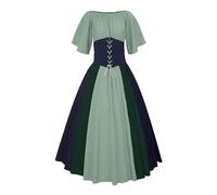 Generico Costume Medievale Donna Curvy dell'800 Vintage Abito Steampunk Popolana Eleganti Abito Medievale Costume da Principessa Abbigliamento Contadina