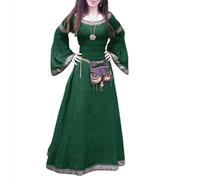 Generico Costume Medievale Donna Curvy dell'800 Vintage Abito Steampunk Popolana Eleganti Abito Medievale Costume da Principessa Abbigliamento Contadina Carnevale