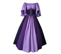 Generico Costume Medievale Donna Curvy dell'800 Vintage Abito Steampunk Popolana Eleganti Abito Medievale Costume da Principessa Abbigliamento Contadina Carnevale