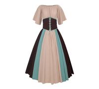 Generico Costume Medievale Donna Curvy dell'800 Vintage Abito Steampunk Popolana Eleganti Abito Medievale Costume da Principessa Abbigliamento Contadina