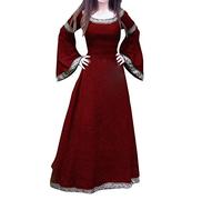 Generico Costume Medievale Donna Curvy dell'800 Vintage Abito Steampunk Popolana Eleganti Abito Medievale Costume da Principessa Abbigliamento Contadina Carnevale