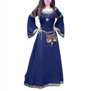 Generico Costume Medievale Donna Curvy dell'800 Vintage Abito Steampunk Popolana Eleganti Abito Medievale Costume da Principessa Abbigliamento Contadina Carnevale