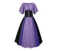 Generico Costume Medievale Donna Curvy dell'800 Vintage Abito Steampunk Popolana Eleganti Abito Medievale Costume da Principessa Abbigliamento Contadina