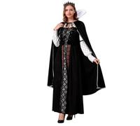 Generico Costume Medievale Donna Regina Abito Mantello Completo | Cotone Morbido, Comodo, Leggero, Feste a Tema, Uso Domestico, Autunno, Celebrazioni