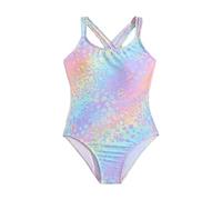 Generico Costume Nuoto Bambina Intero con Schiena a Croce, Stampa con Capibara, Fragole e Cuori, Tessuto Elasticizzato per Piscina, Mare, Vacanze e Feste Tematiche