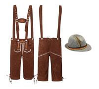 Generico Costume Oktoberfest Uomo, Costume da Oktoberfest da Uomo con Bretelle + Cappello Bavaresi, Set di Costumi Bavaresi da Uomo per l'Oktoberfest per Feste di Carnevale