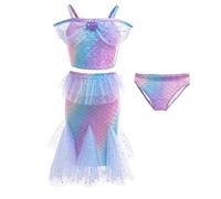 Generico Costume One Piece - Costume da Bagno Bambina Bambini Primavera e Estate Hot Spring Resort Beach Protezione Solare Asciugatura Rapida Costume da Bagno Tre Pezzi Set (Light Blue 5-6 Years)