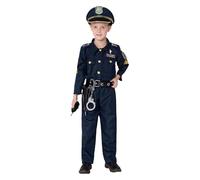 Genérico Costume per bambini - 450 g vestito da polizia per bambini, set completo di uniformi da polizia | per gioco di ruolo con berretto e manette, per carnevale, Halloween, performance scenica