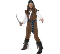 Generico Costume Pirata Jack Sparrow Pirati dei Caraibi Taglia L, Include Top, Pantaloni e Copricapo per Feste di Carnevale, Parrucca Non Inclusa