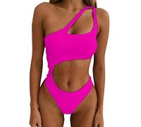 Generico Costume Piscina Donna Due Pezzi - Costume Due Pezzi Donna Bikini da Donna a Vita Alta con Scollo a Una Spalla e Costume da Bagno Incrociato a 2 Pezzi (M)