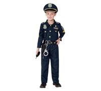 Generico Costume Poliziotto Bambino Gioco Di Ruolo Vestito Camicia Pantaloni Cappello Cintura Fischietto Fondina Per Pistola E Set Di Poliziotti Walkie Talkie