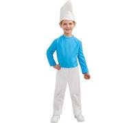 Generico Costume Puffo per Bambini, Taglia S 3-4 Anni, Include Tuta Blu e Copricapo Bianco, per Feste di Carnevale