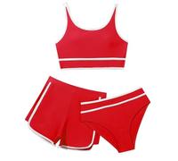 Generico Costume Ragazza 12 Anni Costumi da Bagno Ragazza 3 Pezzi Bikini Tuta Camisole Top con Coprire Pantaloncini da Spiaggia Bambini Nuoto Costume Gonna Stampata Surf da Bagno 8-15 Anni