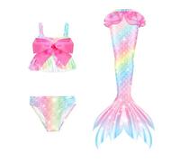 Generico Costume Ragazza Tre Pezzi Set Costume Mare 3 Pezzi Bambina Costumi da Bagno Bambina Costumi Ragazza Mare con Spaghetti per Ragazze 4-13 Anni