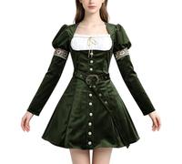 Generico Costume Rinascimentale Medioevo Donna Corto Cosplay Halloween | Abito Matrimonio Rinascimentale Donna, Vestito da Fata con Cintura, Miniabito in Pizzo per Party