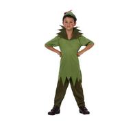 Generico Costume Robin Hood per Bambini, Taglia 10-12 Anni, Include Cappello, Casacca e Pantaloni, Verde, per Feste di Carnevale