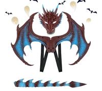 Generico Costume Set - Dinosaur Cosplay Wings Tail Face Cover Set For Child,Unisex Fancy Creations Dress Up For Role-playing Games