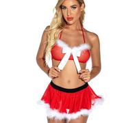 Genérico Costume sexy da Babbo Natale da donna - Set di lingerie natalizia da donna | Costume da Babbo Natale sexy, vestito di Natale da donna, costume da Babbo Natale, lingerie natalizia da donna