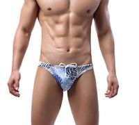 Generico Costume Uomo Mare Slip Vita Bassa Sportivo Spiaggia Estivi Nuoto Imbottito Calzoncini Elastico Piscina Blu Pantaloncini da Bagno Vacanze Mini Corto