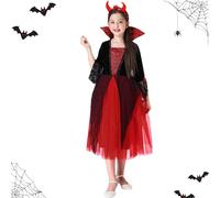 Generico Costume Vampiro Bambini - Costume Regina Vampiro Halloween,Abbigliamento Gotico Per Party Spettacolo Teatro Cosplay Raduno Familiare Festività