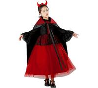 Generico Costume Vampiro Bambini - Costume Regina Vampiro Halloween,Abbigliamento Gotico Per Party Spettacolo Teatro Cosplay Raduno Familiare Festività