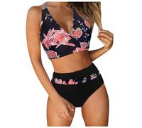 Generico Costume Vita Alta Donna Costume da Bagno Donna A Vita Alta Due Pezzi Bikini Set Donnas Costume Das Bagno Push Up Imbottito Reggiseno Bikini Donnas Due Pezzi Stampa Regolabile_0620DLYit