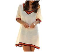 Generico Costume Vita Alta Tankini Donna Bikini Triangolo Costume da Bagno da Spiaggia Abito con Protezione Solare Camicetta Costumi Bagno Donna Etnici Bikini Mare Brasiliana (Beige,XL)