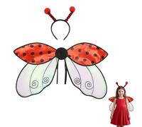 Generico Costumi cosplay da coccinella per bambine e bambini per Halloween, ali da coccinella, con set di accessori con cerchietto (Ladybug)