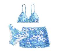 Generico Costumi da Bagno Costume Bikini 3 Pezzi Ragazza Bikini Tuta Camisole Top con Coprire Pantaloncini da Spiaggia per Bambine E Ragazze Slip per Mare E Piscina Swimwear per 6-15 Anni