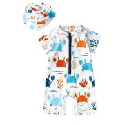 Generico Costumi da Bagno per Ragazzi - Costume da Bagno per Neonati E Bambini con Cerniera con Cappello per Neonati E Bambine