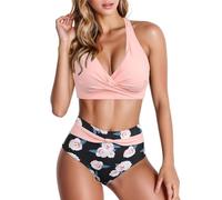 Generico Costumi da Bagno Tankini Costume Donna Bikini Mare 2026 Donna Nuovo Split Wrap Hollow out Bikini Tinta Unita Sexy A Vita Alta di Rapida Costumi Interi Costume Intero (Rose Gold,XXL)