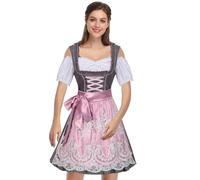 Generico Costumi da donna 'Oktoberfest, abito bavarese da donna - Grembiule rosa Abito bavarese tedesco Abiti Dirndl con scollo a U autentici,Abiti da Oktoberfest da 1 set per il carnevale di Hallo