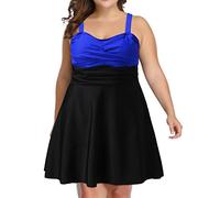 Generico Costumi da Mare Donna Tankini Curvy Costume Bikini Costumi da Bagno per Le Donne A Due Pezzi Taglie Forti Tankinis Vita Alta Allenamento con Balze Bagno Donna Intero (Blue,XXXL)