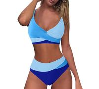 Generico Costumi Donna Mare Vita Alta Spiaggia Curvy Bikini a Due Pezzi Brasiliano Scollo a V Sexy Estate Swimwear Vacanza Triangolo Hot Costumi da Mare Elastico Classico Coordinati Costume Piscina