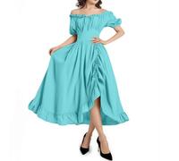 Generico Costumi Halloween Donna Angelo Vampiro Diavolo Addams Strega Sexy Vampira Pirata Morticia Sposa Gotica Carnevale Vestiti Gotico Elfo Adulto Corsetto Vestito Abito Costume Azzurro L
