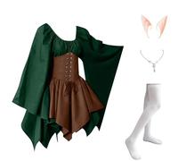 Generico Costumi Halloween Donna Gotica Adulto Corsetti Angelo Corsetto Sposa Vestiti Gotico Vampira Vampiro Abito Vestito Pirata Addams Strega Coppia Sexy Curvy Costume Verde S