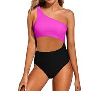 Generico Costumi Interi Costume Premaman Due Pezzi Costume da Bagno da Donna con Una Spalla E Un Ritaglio Costumi Assorbenti per Ciclo Taglie Forti (Light Violet,M)