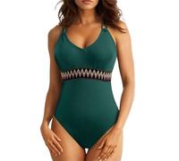 Generico Costumi Interi da Bagno Per Donna Costume Hot Women's Solid Color Mesh Patchwork Swimsuit Europe And The States Sexy Fashion Slimming Backless Bikini Donna Mare Costume Senza Segni (Green, M)