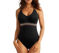 Generico Costumi Interi da Bagno Per Donna Costume Hot Women's Solid Color Mesh Patchwork Swimsuit Europe And The States Sexy Fashion Slimming Backless Bikini Donna Mare Costume Senza Segni (Black, M)