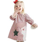 Generico Costumi Natale Bambina - Vestiti Abito Natalizio a Righe Santa Princess Kids Girls Baby Toddler Outfit Girls Dress & Skirt (Red 9-12 Months)