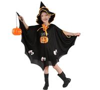 Generico Costumi Pipistrello Halloween Bambini, Pipistrello Mantello con Cappello Halloween, Mantello Wizard, Costume da Strega per Halloween per Bambini Bambina