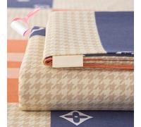Generico Cotton Full Size Bed Sheet Set,Queen Size Lightweight Sheet with Striped Printed,Thick Woven Bedding with Pillowcases,All Season Soft Breathable Bed Sheets for Home Dorm