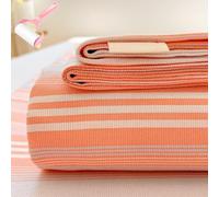 Generico Cotton Full Size Bed Sheet Set,Queen Size Lightweight Sheet with Striped Printed,Thick Woven Bedding with Pillowcases,All Season Soft Breathable Bed Sheets for Home Dorm