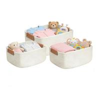 Generico Cotton Rope Storage Baskets - 3 Pack Woven Organizer Bins, Foldable Home Containers, Decorative Basket Set | Shelves, Bedroom, Living Room, Nursery, Bathroom, Laundry, Office Desk